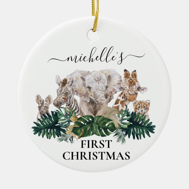 Ornamento De Cerâmica Filhotes Selvagens Safari Africano Bebê Natal 1rua (Frente)