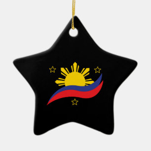 Ornamento De Cerâmica Filipinas Filipino Pinoy Bandeira