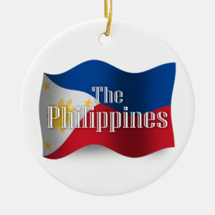 Ornamento De Cerâmica Filipinas que acenam a bandeira