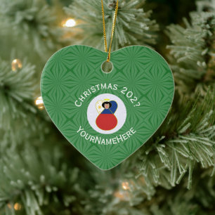 Ornamento De Cerâmica Filipino Flag Christmas Angel Name Year Heart