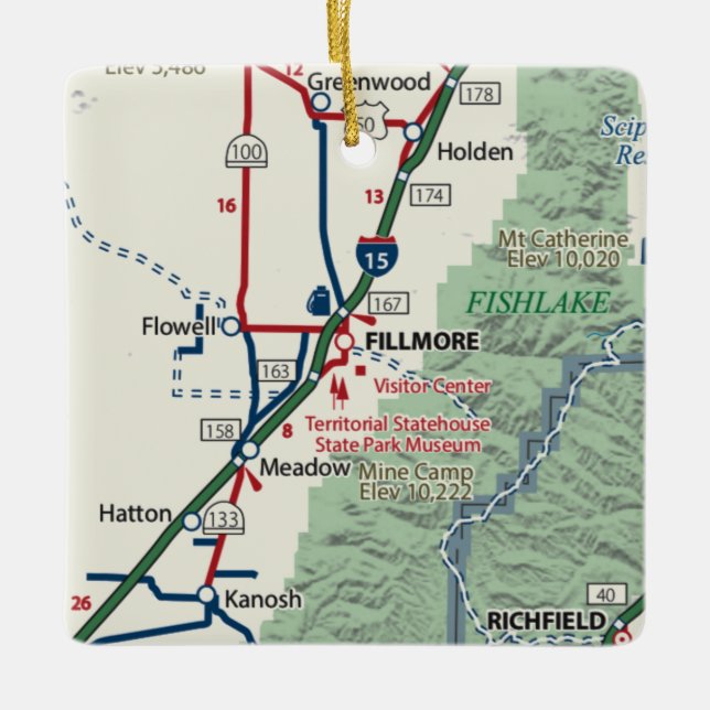 Ornamento De Cerâmica Fillmore Utah Map (Frente)
