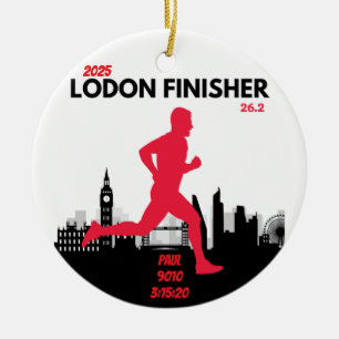 Ornamento De Cerâmica Finalizador da Maratona de Londres Executando o Gi