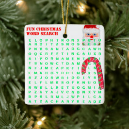 Ornamento De Cerâmica Find NAME Christmas Mini 15 Word Puzzle Green Blue
