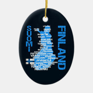 Ornamento De Cerâmica FINLAND MAP ornament - customizable
