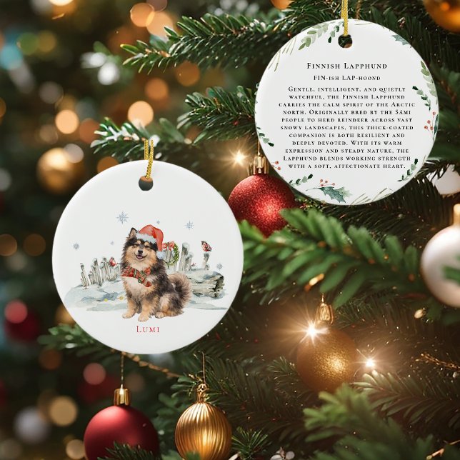 Ornamento De Cerâmica Finnish Lapphund Dog Monogram (Criador carregado)