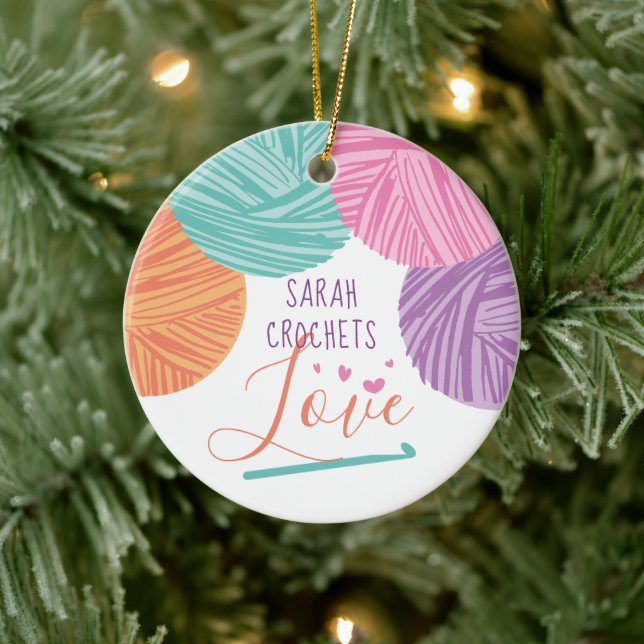 Ornamento De Cerâmica Fios de anzóis crochais amam cera de Natal persona (Árvore)