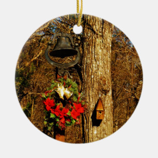 Ornamento De Cerâmica Fios de Natal, Sinos Velhos e Casa Branca