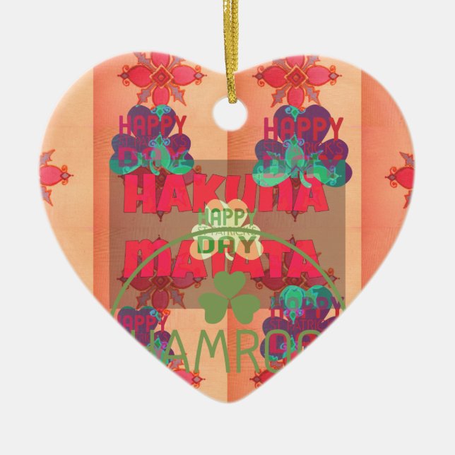 Ornamento De Cerâmica Fique abençoado Feliz Dia de São Patrício Hakuna M (Frente)