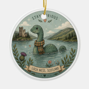 Ornamento De Cerâmica Fique Curioso Aconchegante Críptido Nessie Monstro