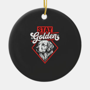 Ornamento De Cerâmica Fique Dourado Cão Retriever Dourado