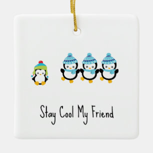 Ornamento De Cerâmica Fique Fresco Meu Amigo Pinguins