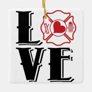Ornamento De Cerâmica FIRE AMOR com Cruz Maltesa e Coração