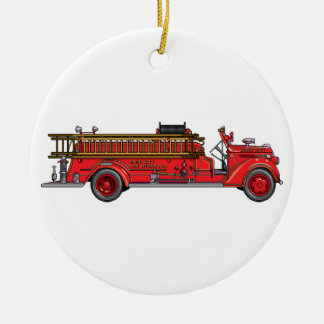 Ornamento De Cerâmica Fire Truck_01 & 02