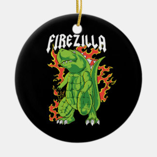 Ornamento De Cerâmica Firezilla Green E Fire Monster