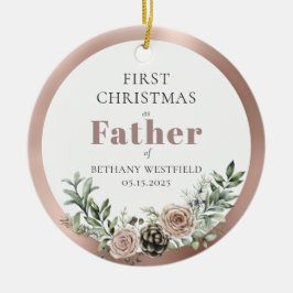 Ornamento De Cerâmica First Christmas as Father Photo Keepsake
