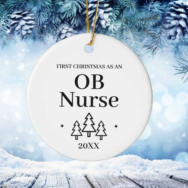 Ornamento De Cerâmica First Christmas as OB Nurse – New Job (First Christmas as OB Nurse – New Job Ceramic Ornament
)