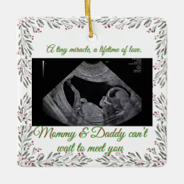 Ornamento De Cerâmica First Christmas Pregnancy Ultrasound Photo Holiday