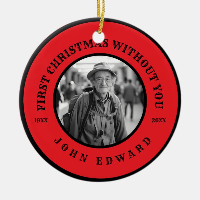 Ornamento De Cerâmica First Christmas Without You Memorial Photo Art (Frente)