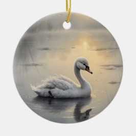 Ornamento De Cerâmica First Light Kin Swan Glass Ornament