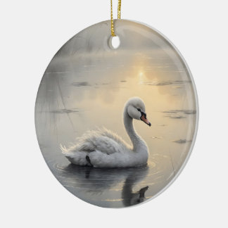 Ornamento De Cerâmica First Light Kin Swan Glass Ornament