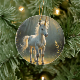 Ornamento De Cerâmica First Light Kin Unicorn Glass Ornament