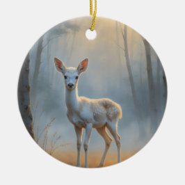 Ornamento De Cerâmica First Light Kin White Stag Glass Ornament