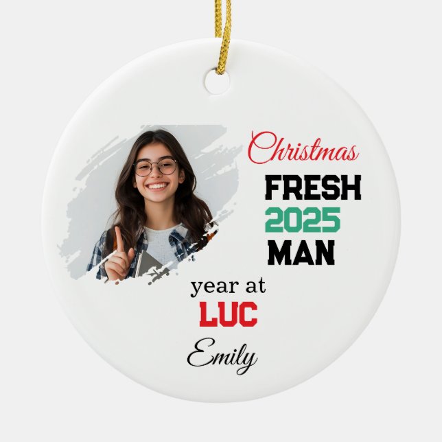 Ornamento De Cerâmica First Year At College Ornament, Custom Freshman  (Frente)