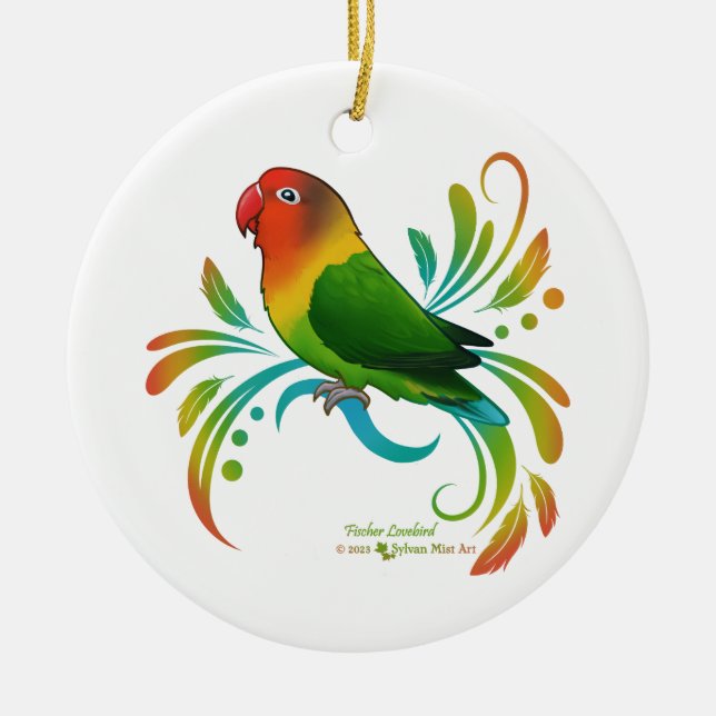 Ornamento De Cerâmica Fischer Lovebird (Frente)