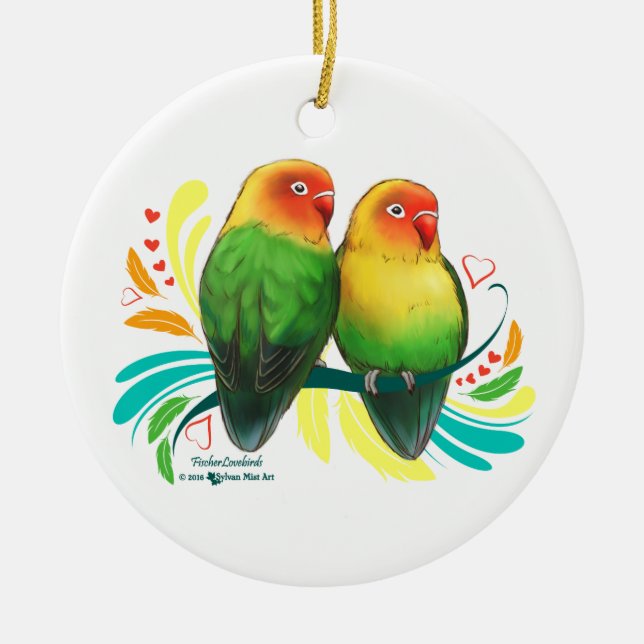 Ornamento De Cerâmica Fischer Lovebird (Frente)