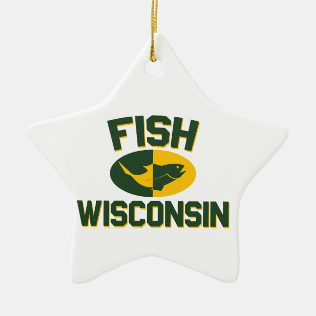 Ornamento De Cerâmica Fish Wisconsin (Frente)