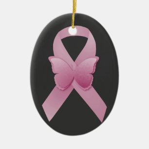 Ornamento De Cerâmica Fita cor-de-rosa da consciência