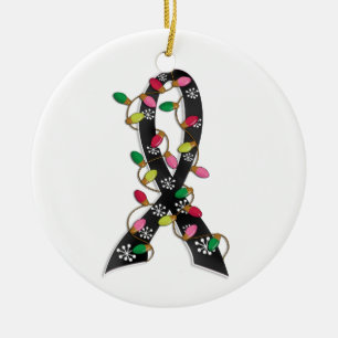 Ornamento De Cerâmica Fita das luzes de Natal da melanoma