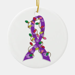 Ornamento De Cerâmica Fita das luzes de Natal do câncer de pâncreas