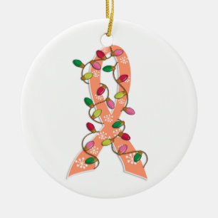 Ornamento De Cerâmica Fita das luzes de Natal do cancer Endometrial