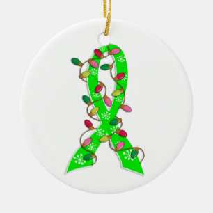 Ornamento De Cerâmica Fita das luzes de Natal do linfoma Non-Hodgkin