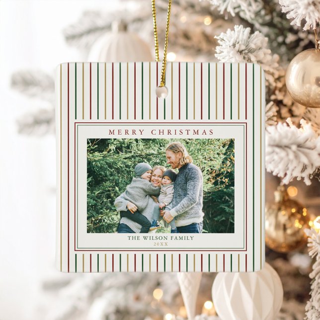 Ornamento De Cerâmica Fita de Natal - Uma Foto (Criador carregado)