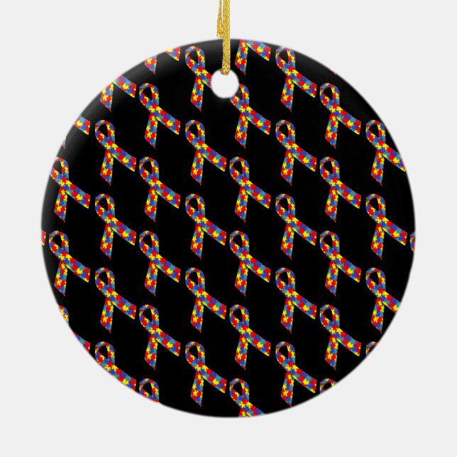 Ornamento De Cerâmica Fita de Quebra-cabeça de Sensibilização Autismo (Traseira)