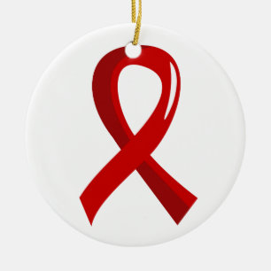 Ornamento De Cerâmica Fita vermelha 3 do cancer de sangue
