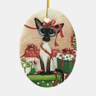 Ornamento De Cerâmica Fita vermelha Siamese