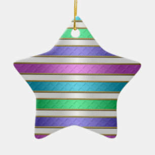 Ornamento De Cerâmica Fitas multicoloridas Fitas em tiras azuis cor-de-r