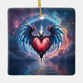 Ornamento De Cerâmica Flamebound Heart of the Moon – Gothic Cosmic Love 