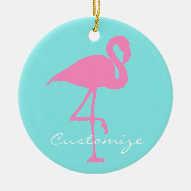 Ornamento De Cerâmica Flamingo cor-de-rosa Thunder_Cove (Frente)