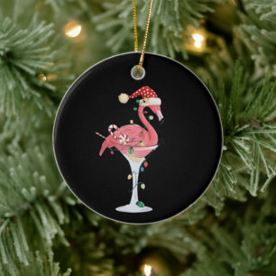 Ornamento De Cerâmica Flamingo De Natal Luz Xmas - Animal Tropical