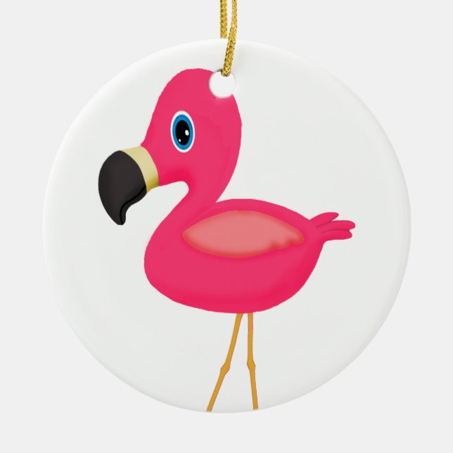 Ornamento De Cerâmica Flamingo do bebê (Frente)