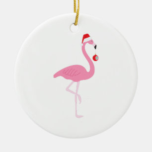 Ornamento De Cerâmica Flamingo do Natal