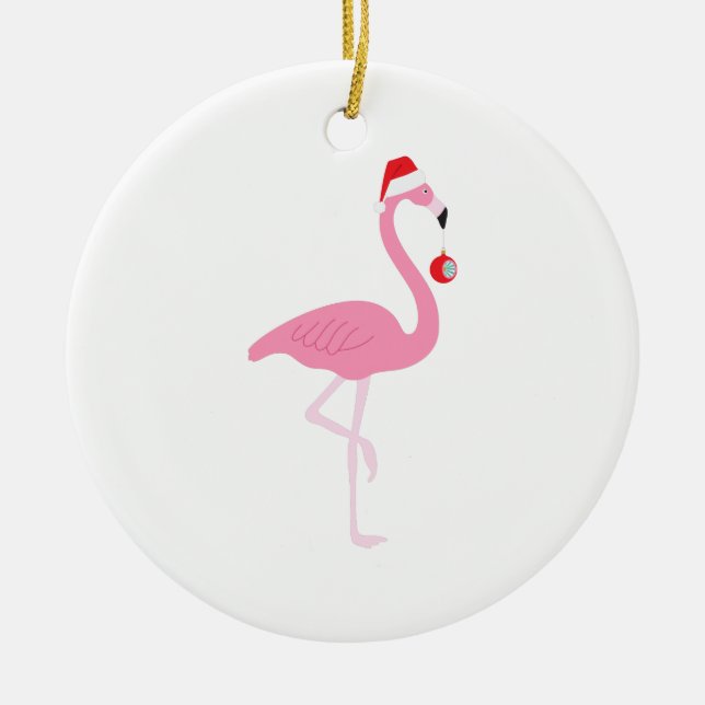 Ornamento De Cerâmica Flamingo do Natal (Frente)