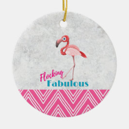 Ornamento De Cerâmica Flamingo Fabuloso com Flamingo Rosa