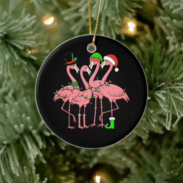 Ornamento De Cerâmica Flamingo Felry Natal Engraçado Flamingo Lover Gift (Árvore)