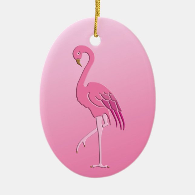 Ornamento De Cerâmica Flamingo Fuchsia, rosa-bonito e rosa-pálido (Frente)