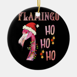 Ornamento De Cerâmica Flamingo Ho Ho Ho Feliz Papai noel Rosa De Natal